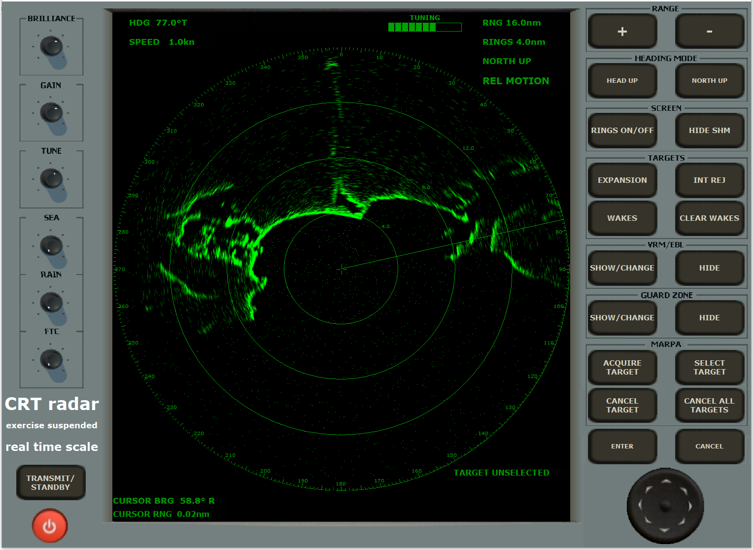 Marine Radar Simulator with All Controls